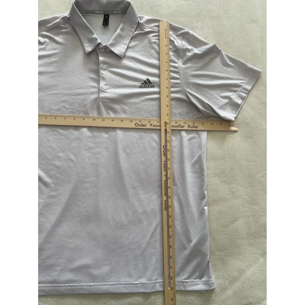 Adidas Golf Mens Large White Micro Dot Performance Short Sleeve Polo Shirt L